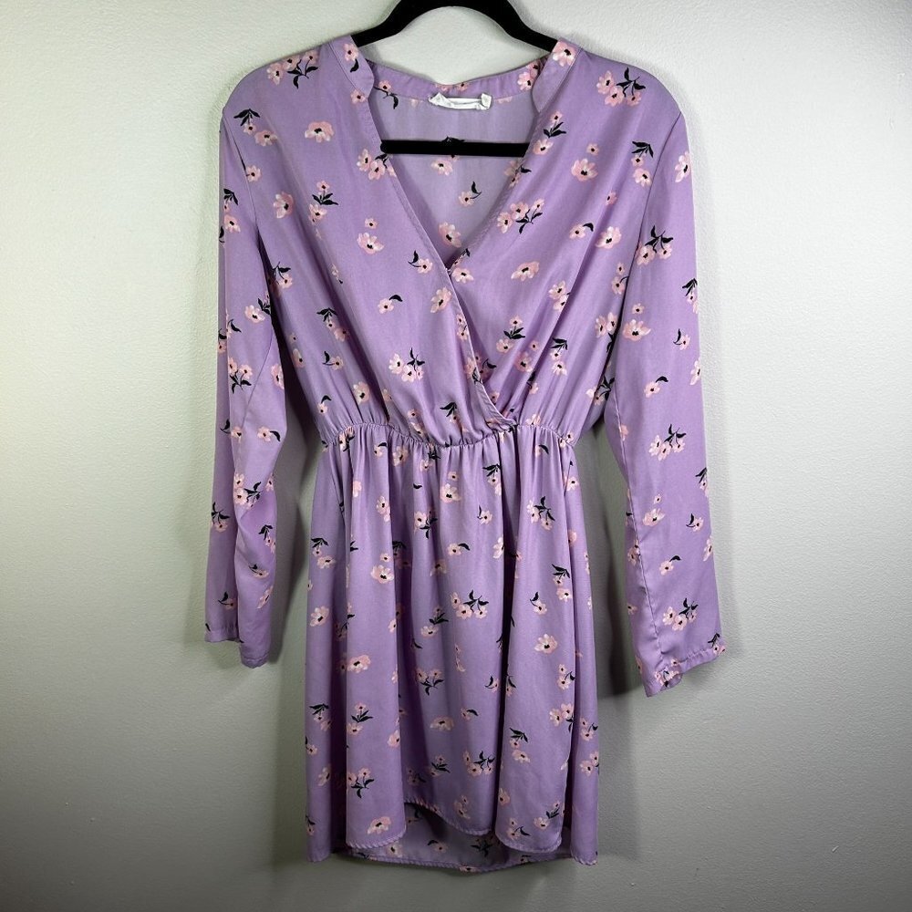 All in Favor lavender long sleeve floral dress size medium‎